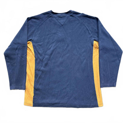 Tommy Hilfiger Blue Navy & Orange Vintage Crewneck With Patches On Elbows [COPY]