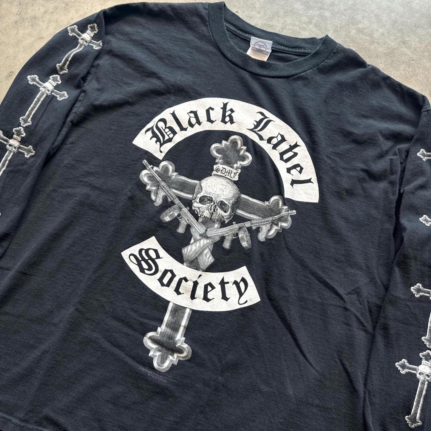 Black Label Society Faded Long Sleeve Skull Crosses T-Shirt  [COPY]