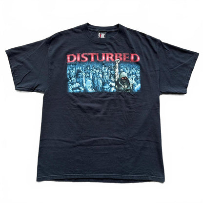 Disturbed Licensed Metal Band 2005 Giant Tag Navy & Red   [COPY]