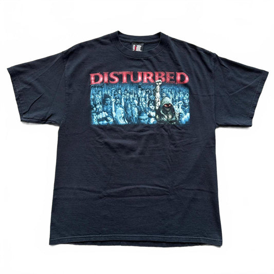 Disturbed Licensed Metal Band 2005 Giant Tag Navy & Red   [COPY]
