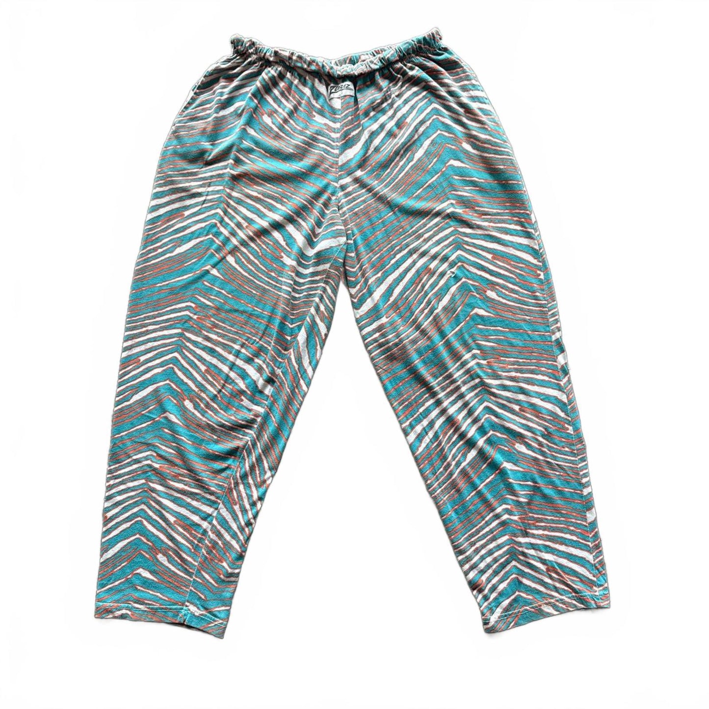 Miami Dolphins Orange/Blue Y2k Zebra Print Zubaz Sweatpants [COPY]