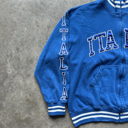 Stylish Italia Blue Zip Up Jacket With Embroidered Details  [COPY]