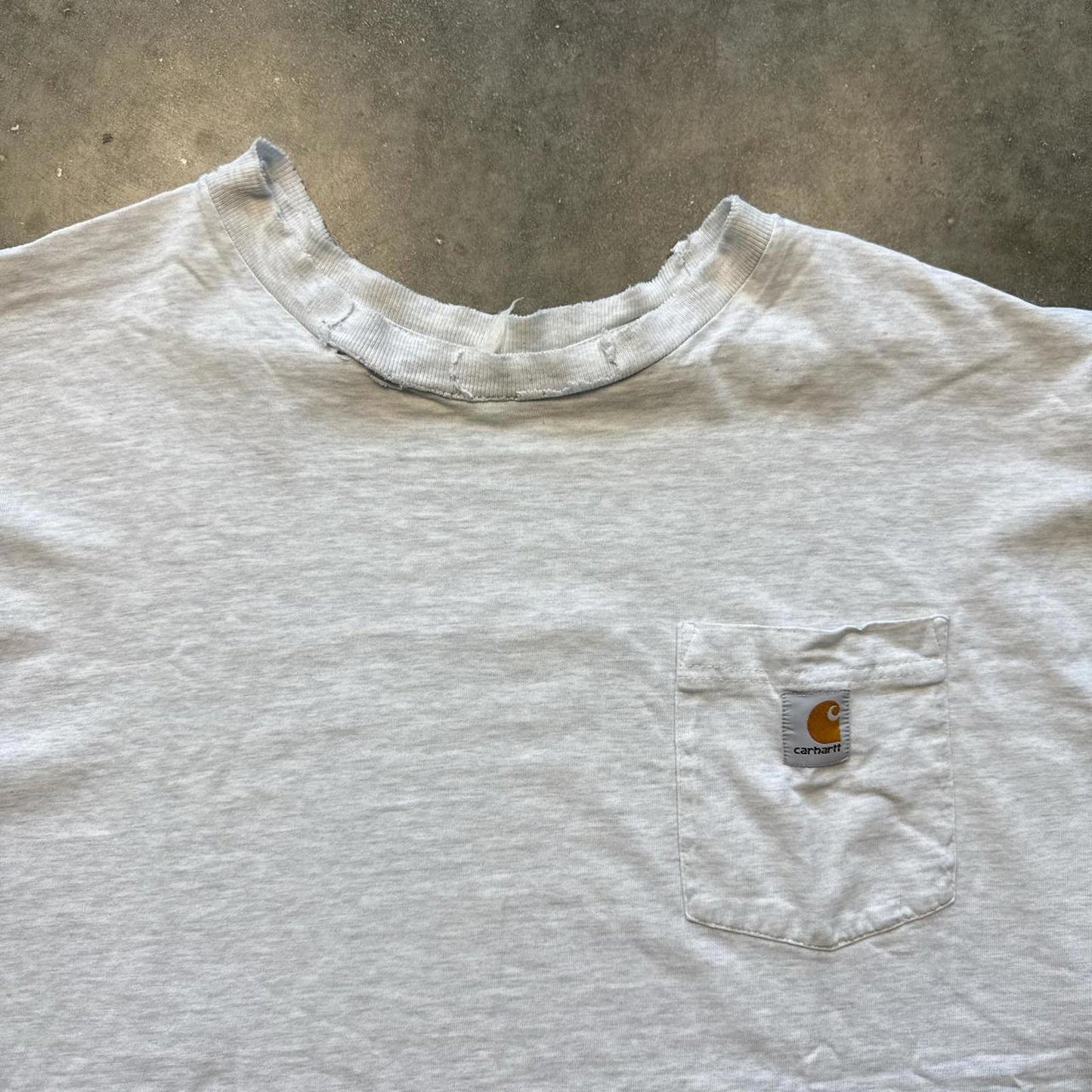 White Carhartt Vintage Classic Distressed Pocket T-Shirt [COPY]