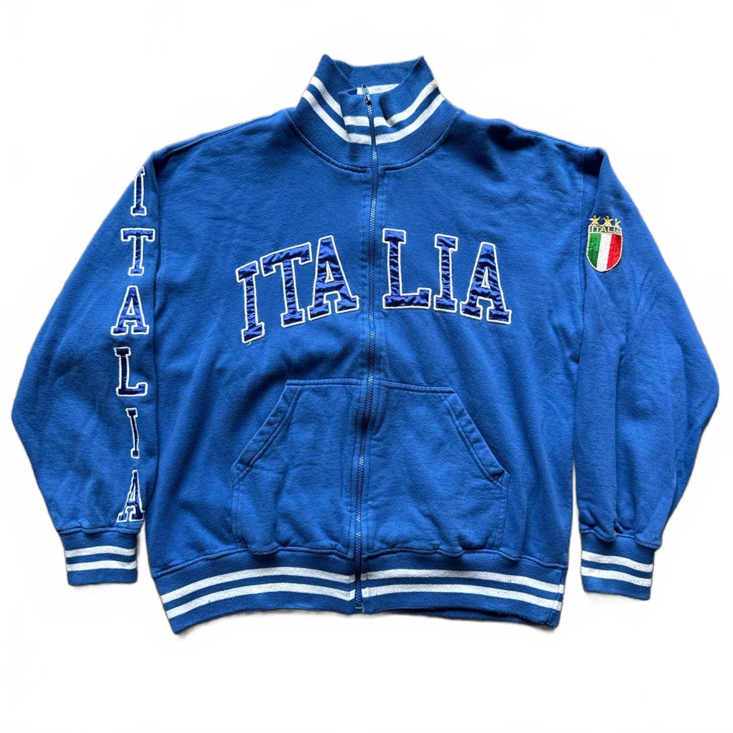 Stylish Italia Blue Zip Up Jacket With Embroidered Details  [COPY]