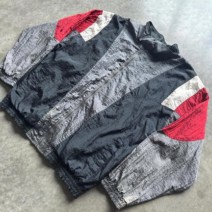 Vintage Y2k Grey, White & Black Metalic Looking Windbreaker [COPY]