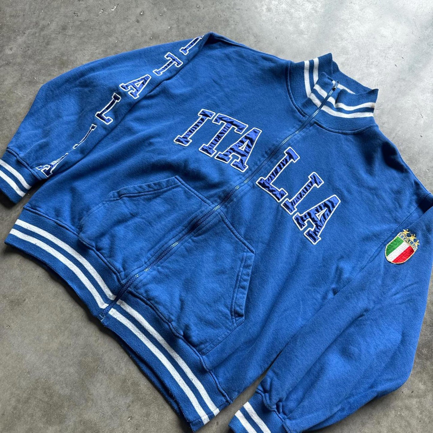 Stylish Italia Blue Zip Up Jacket With Embroidered Details  [COPY]
