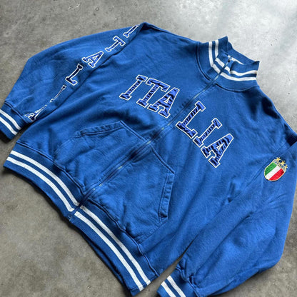 Stylish Italia Blue Zip Up Jacket With Embroidered Details  [COPY]