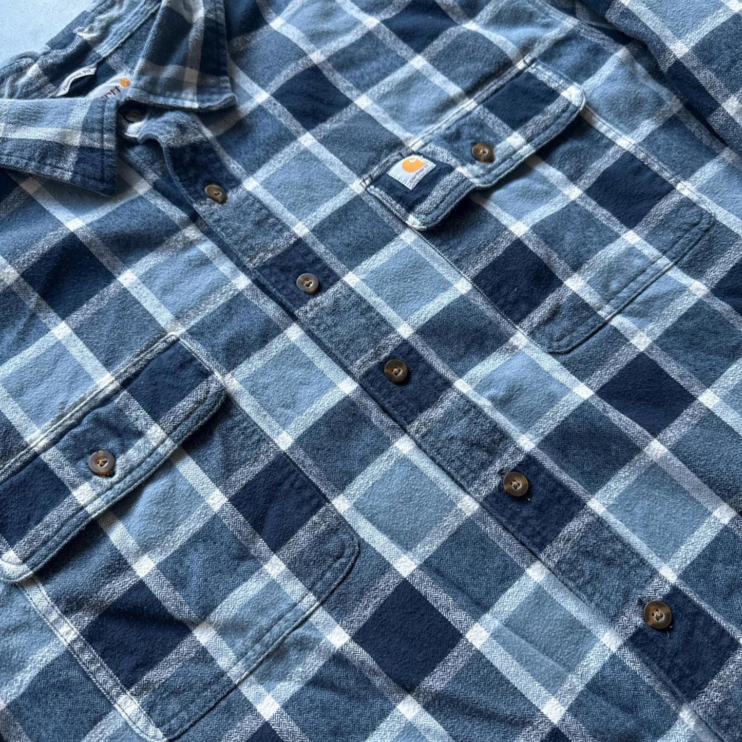 Carhartt Blue & White Vintage Plaid Flannel Shirt Flannel [COPY]