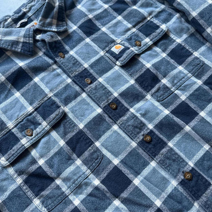 Carhartt Blue & White Vintage Plaid Flannel Shirt Flannel [COPY]