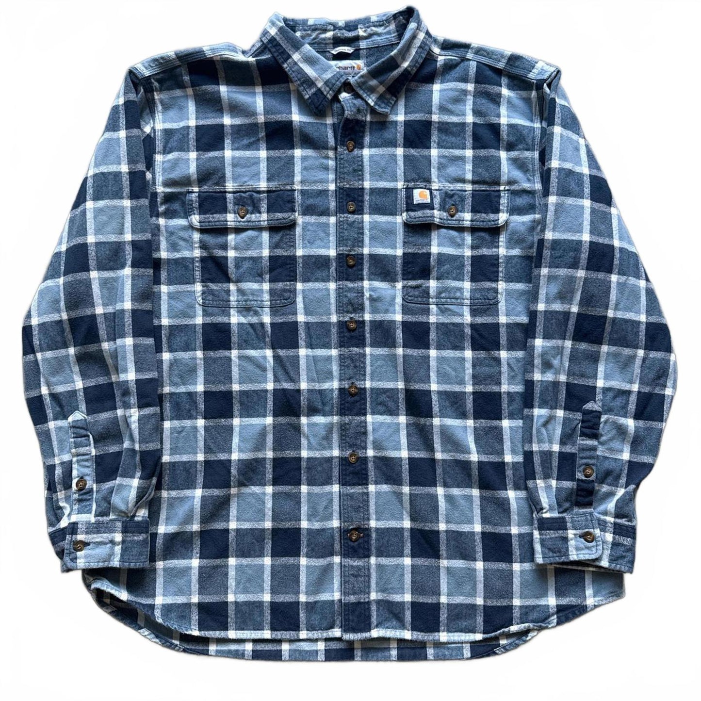 Carhartt Blue & White Vintage Plaid Flannel Shirt Flannel [COPY]