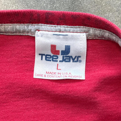 Red Vintage 90's Tee Jays Blank Long Sleeve T-Shirt [COPY]