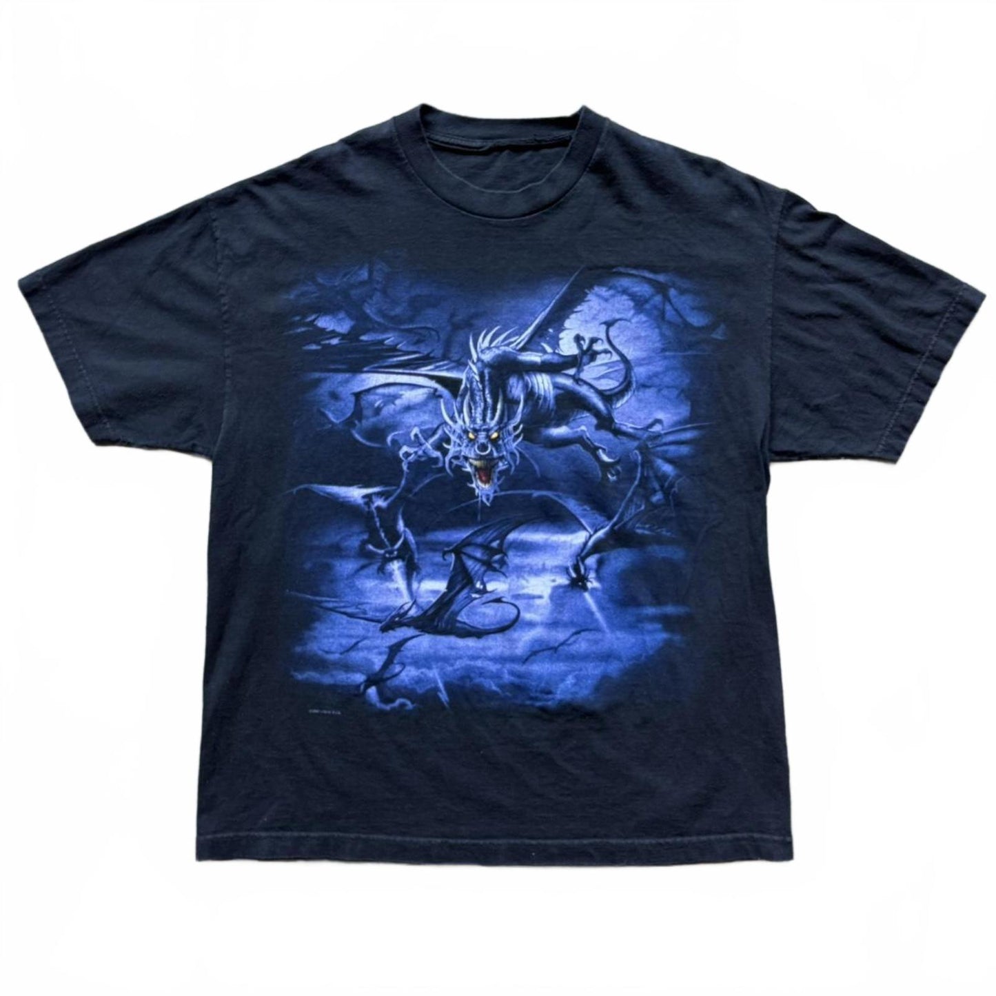 Blue Vintage Y2K “Dragons” Graphic T-shirt [COPY]