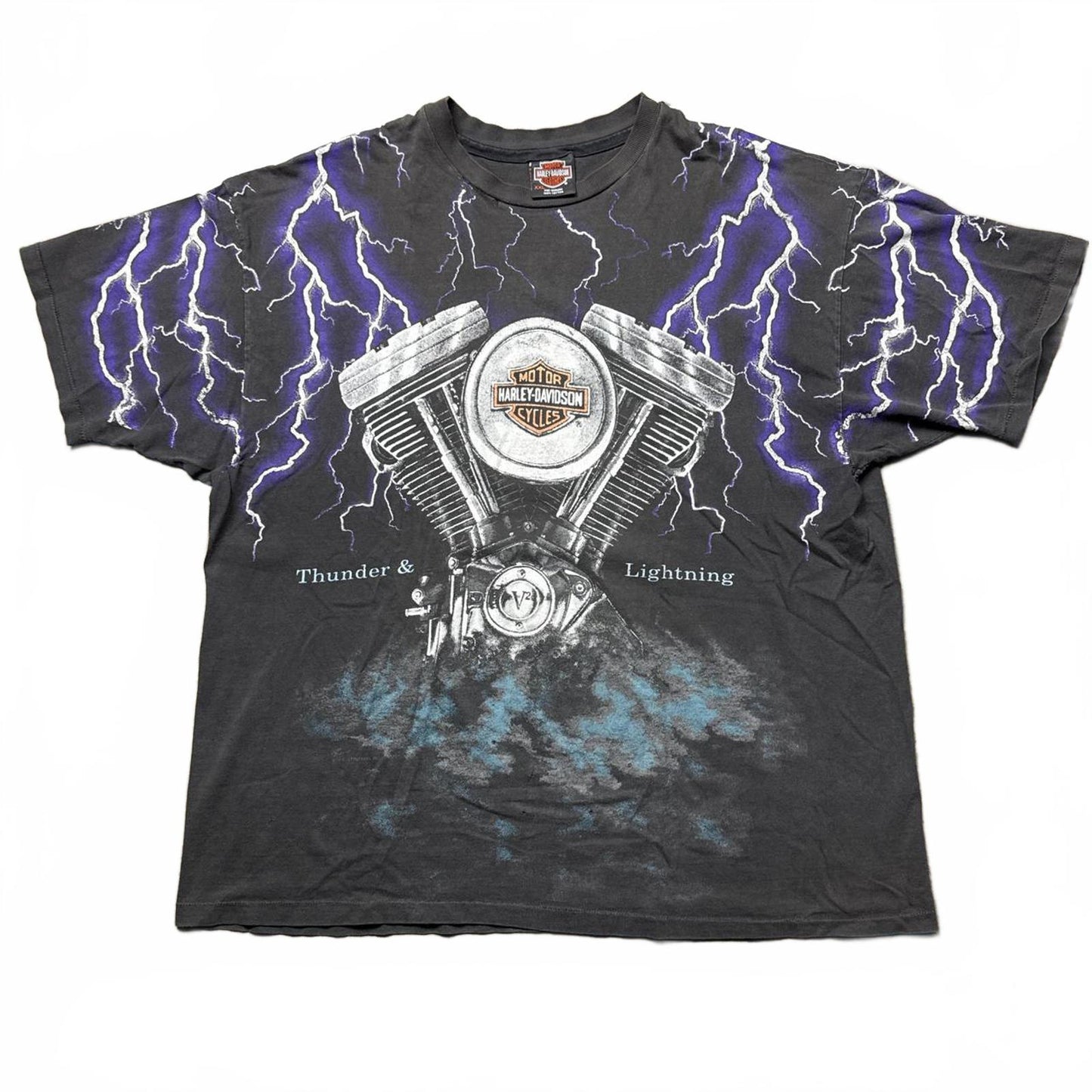 Harley Davidson Thunder Lightning AOP Vintage Faded T-Shirt [COPY]