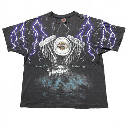 Harley Davidson Thunder Lightning AOP Vintage Faded T-Shirt [COPY]