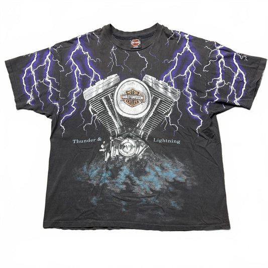 Harley Davidson Thunder Lightning AOP Vintage Faded T-Shirt [COPY]
