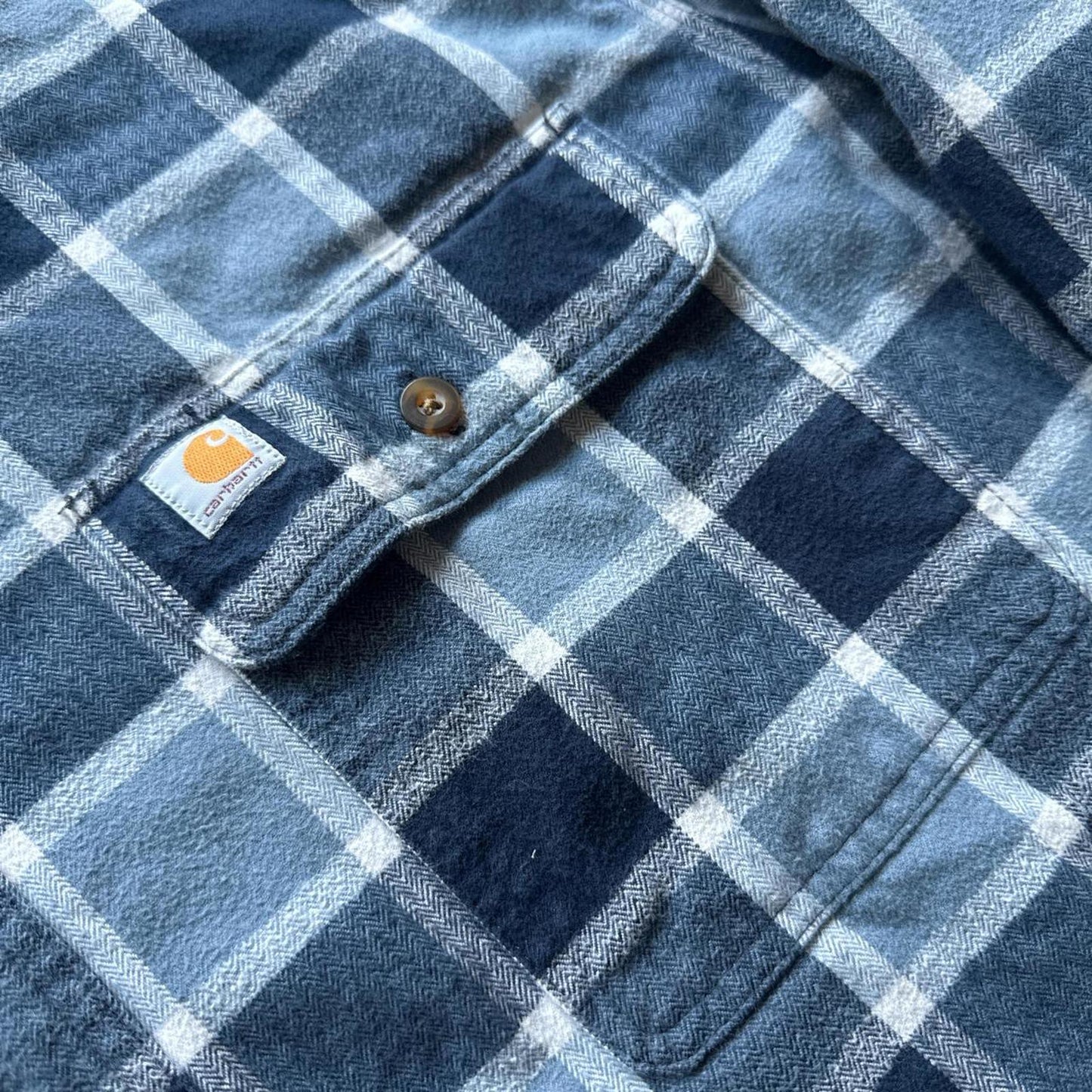 Carhartt Blue & White Vintage Plaid Flannel Shirt Flannel [COPY]