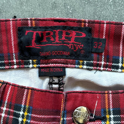 Tripp NYC Red Plaid Cargo Pants With Zippers And Grommets [COPY]