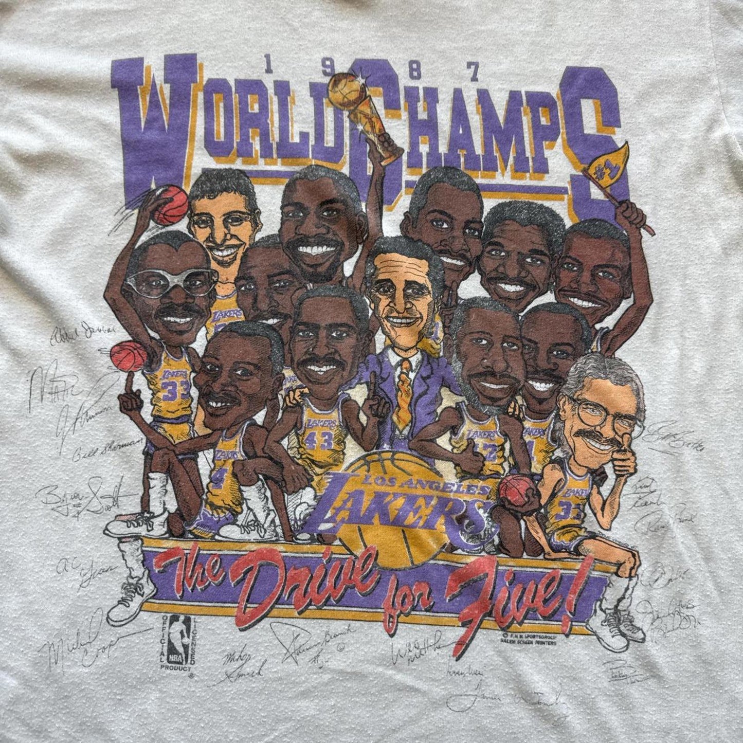 Salem "The Drive For Five!" NBA Official 1988 Lakers T-Shirt [COPY]