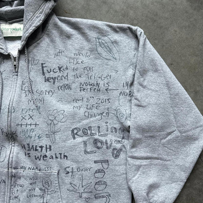 Poor Parker Hoodie Jacket With Hand Written Graffiti Design  [COPY]