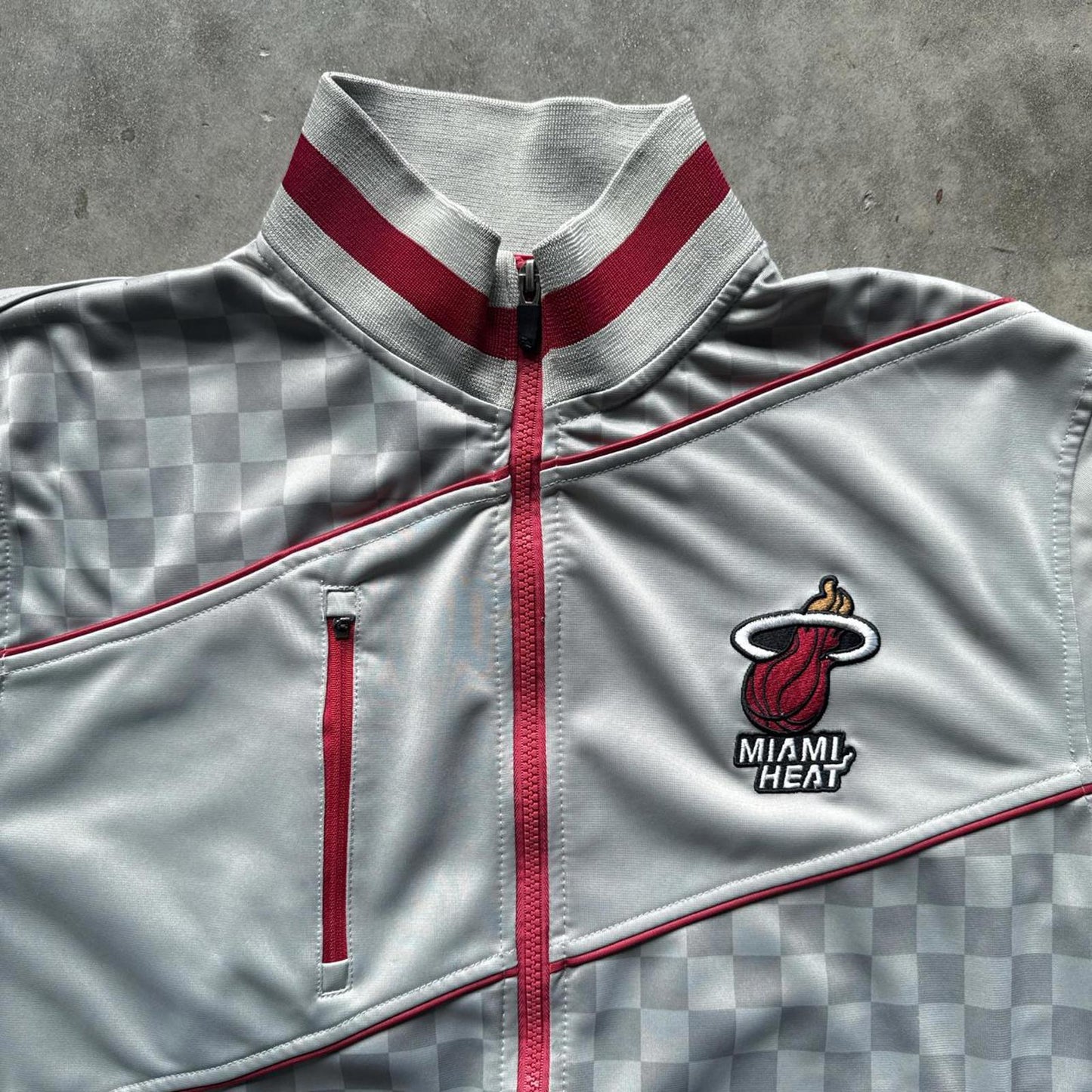 Zip Up Y2K Checkers Miami Heat Full Zip Up Metalic Jacket [COPY]
