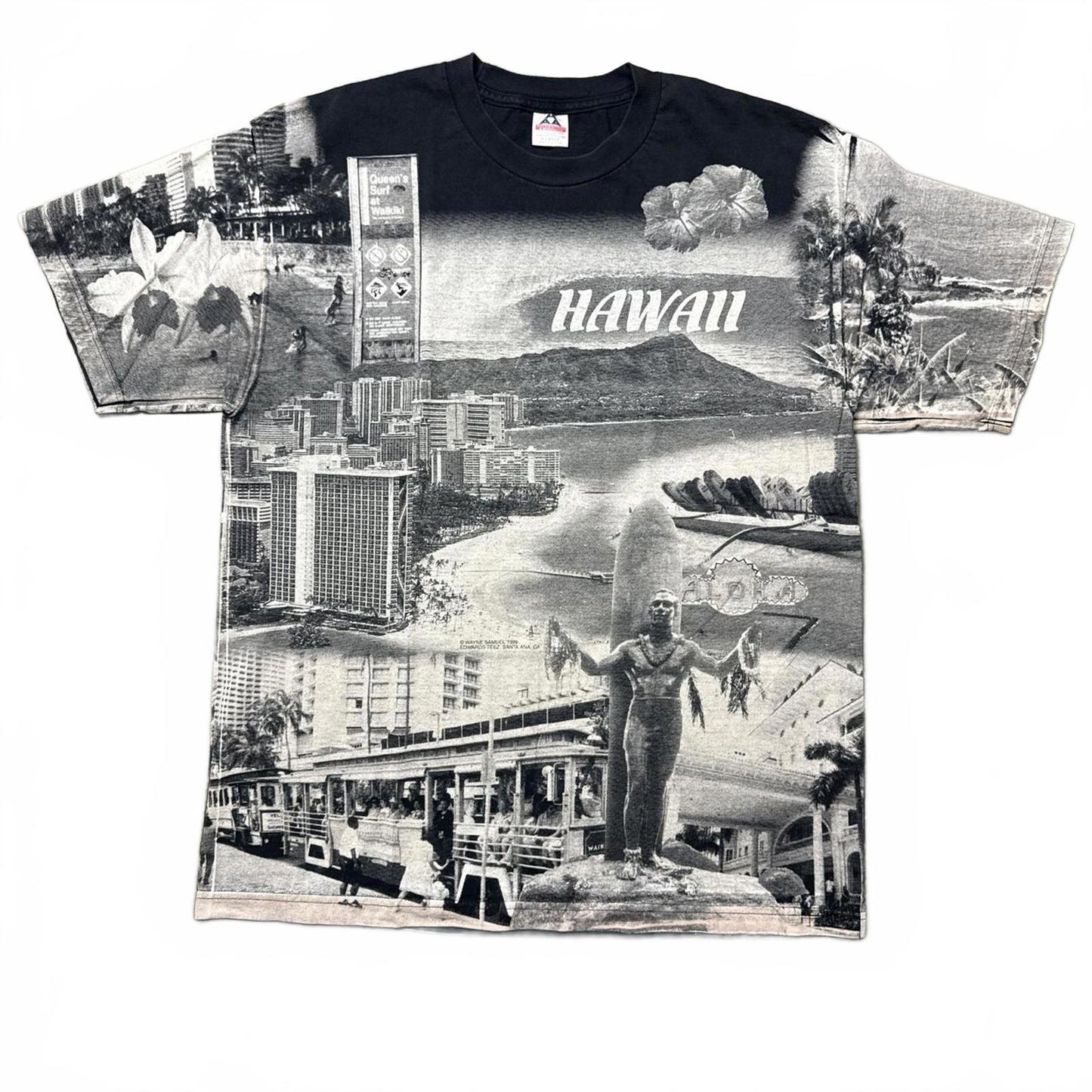 Vintage 90's All Over Print 1999 Hawaii Faded T-shirt [COPY]