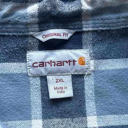 Carhartt Blue & White Vintage Plaid Flannel Shirt Flannel [COPY]