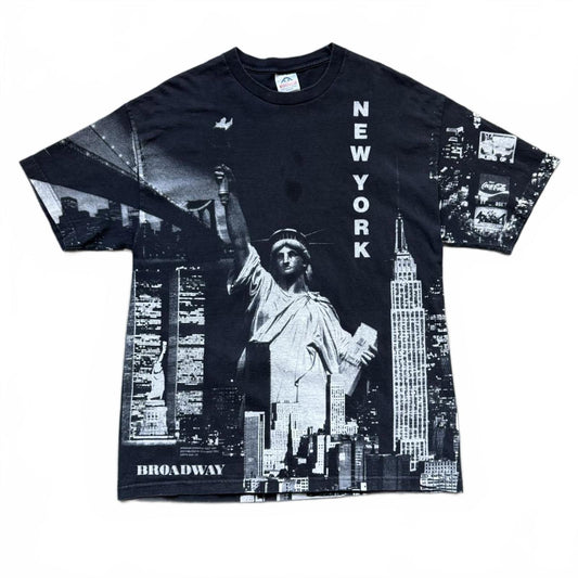 New York Skyline “Broadway” 1998 Vintage All-Over T-Shirt [COPY]