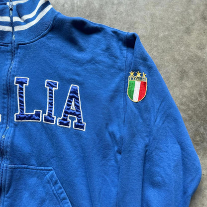 Stylish Italia Blue Zip Up Jacket With Embroidered Details  [COPY]