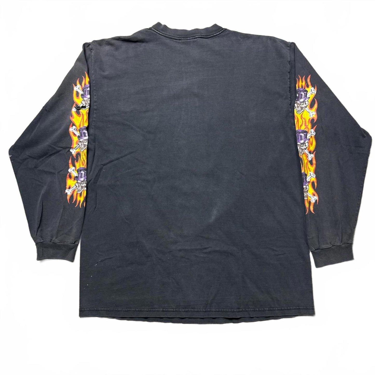 Six Flags Vodoo Skull Faded Flame Long Sleeves 90s T-Shirt [COPY]