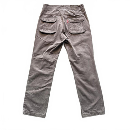Brown Canvas Cargo Pants With A Distressed Look  [COPY]