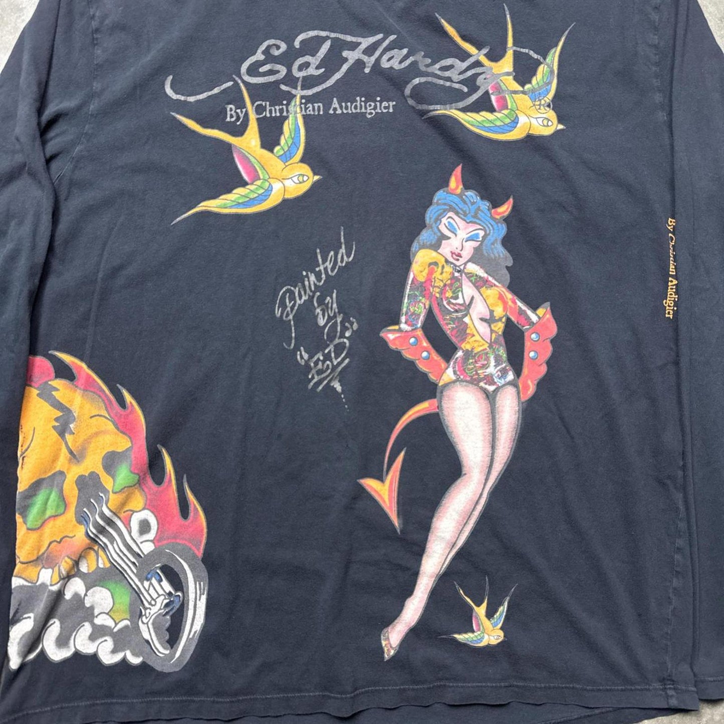 Ed Hardy Vintage Long Sleeve Multiple Y2k Graphic T-Shirt [COPY]