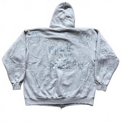 Poor Parker Hoodie Jacket With Hand Written Graffiti Design  [COPY]