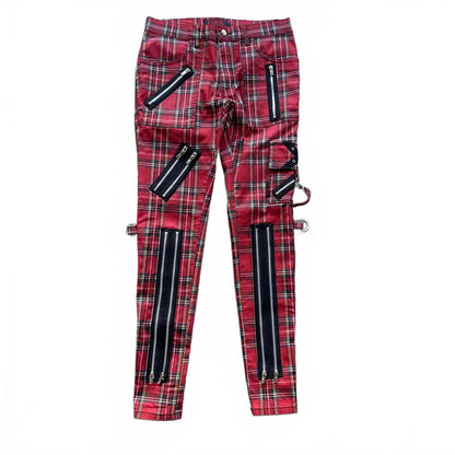 Tripp NYC Red Plaid Cargo Pants With Zippers And Grommets [COPY]