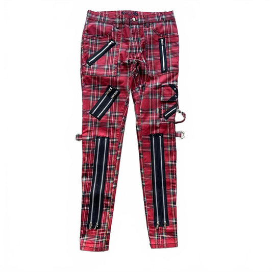 Tripp NYC Red Plaid Cargo Pants With Zippers And Grommets [COPY]