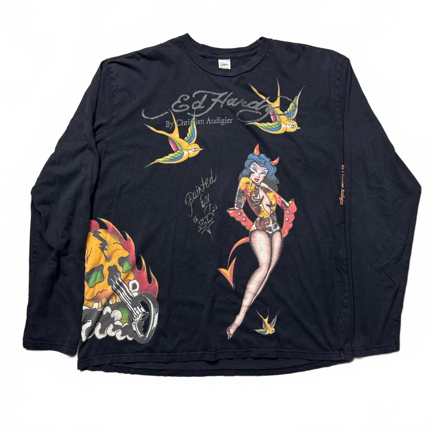 Ed Hardy Vintage Long Sleeve Multiple Y2k Graphic T-Shirt [COPY]