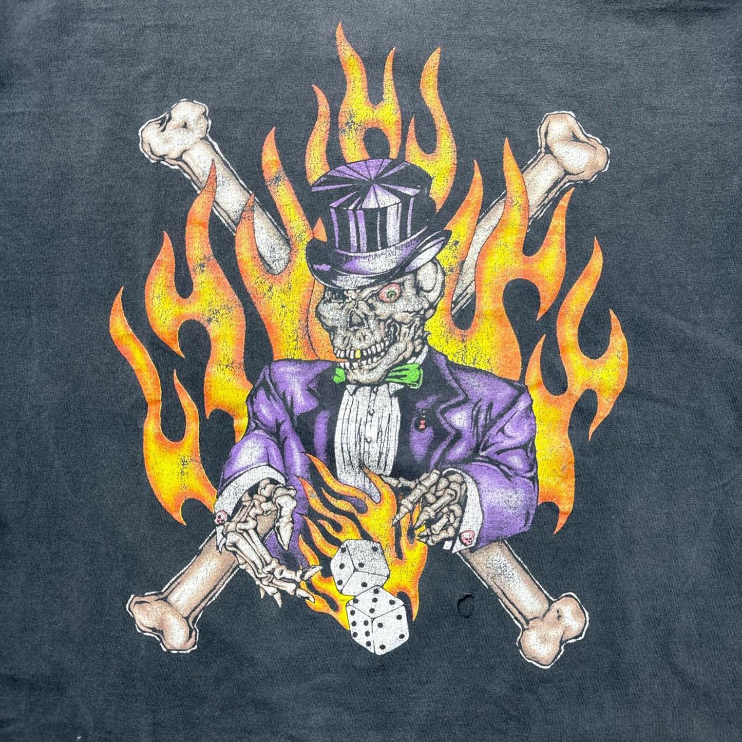 Six Flags Vodoo Skull Faded Flame Long Sleeves 90s T-Shirt [COPY]