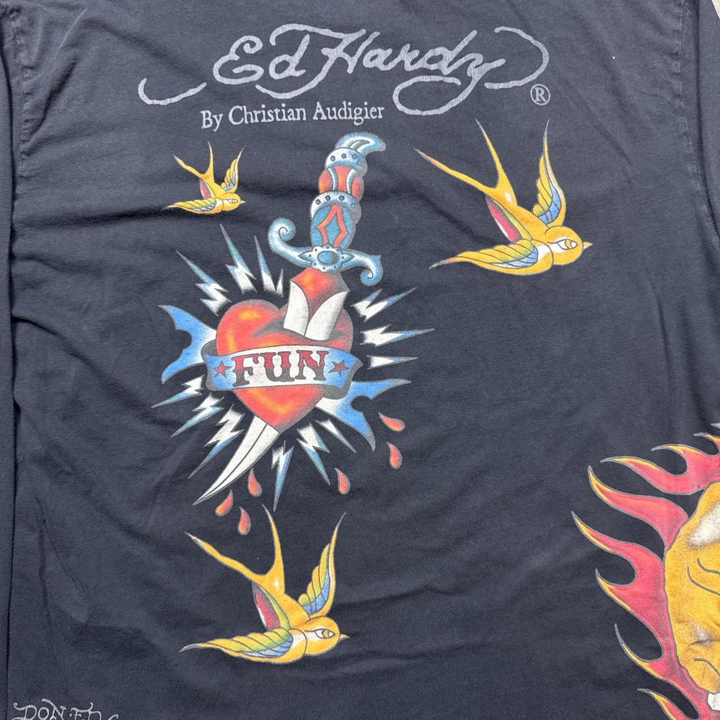 Ed Hardy Vintage Long Sleeve Multiple Y2k Graphic T-Shirt [COPY]