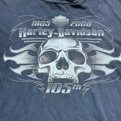 Harley-Davidson 2008 “105th anniversary skull” Y2K T-shirt [COPY]