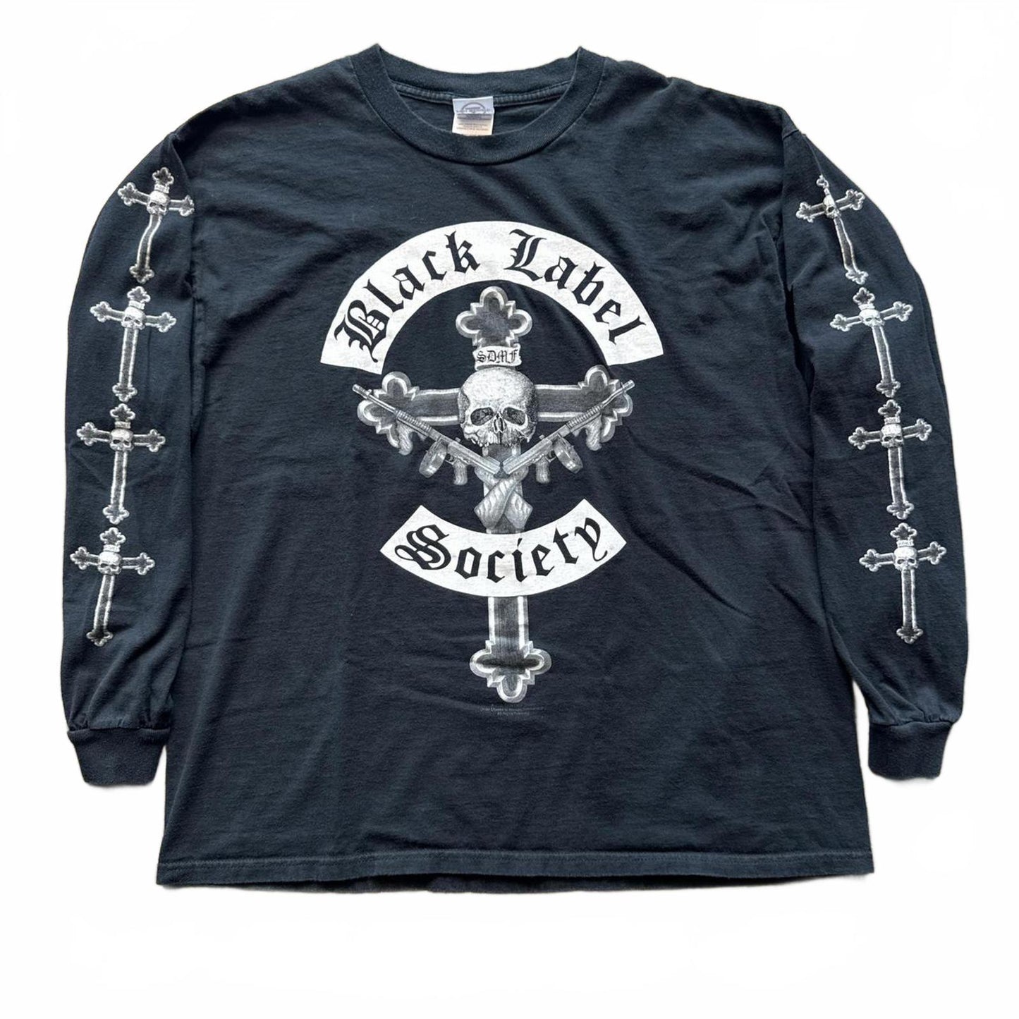 Black Label Society Faded Long Sleeve Skull Crosses T-Shirt  [COPY]