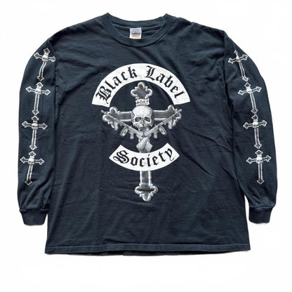 Black Label Society Faded Long Sleeve Skull Crosses T-Shirt  [COPY]