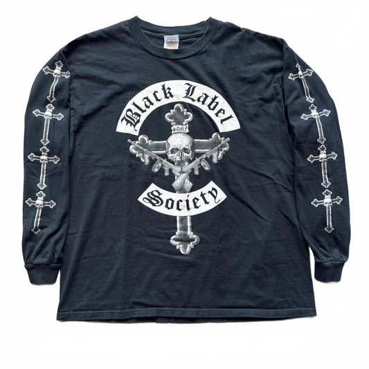 Black Label Society Faded Long Sleeve Skull Crosses T-Shirt  [COPY]