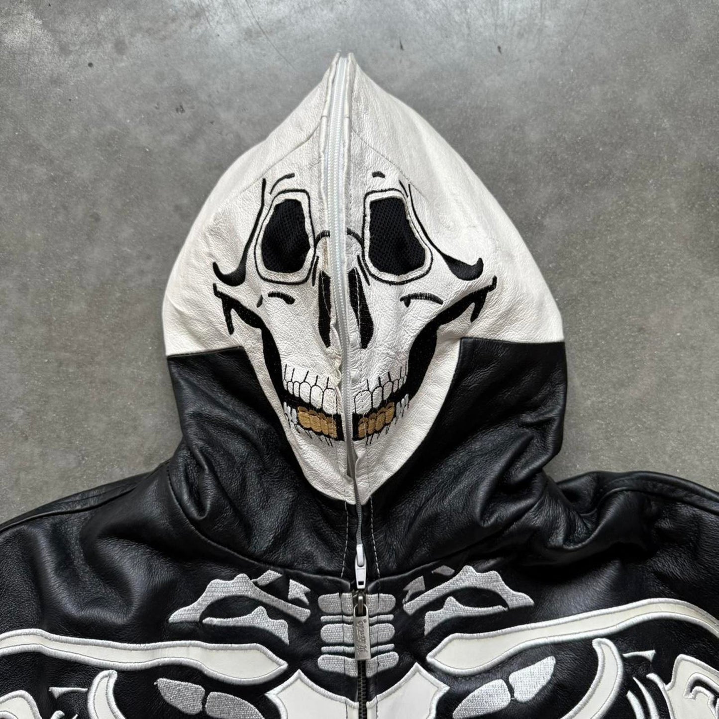 Vilanto French Vintage Skeleton Leather Full Zip Up Jacket [COPY]