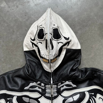 Vilanto French Vintage Skeleton Leather Full Zip Up Jacket [COPY]