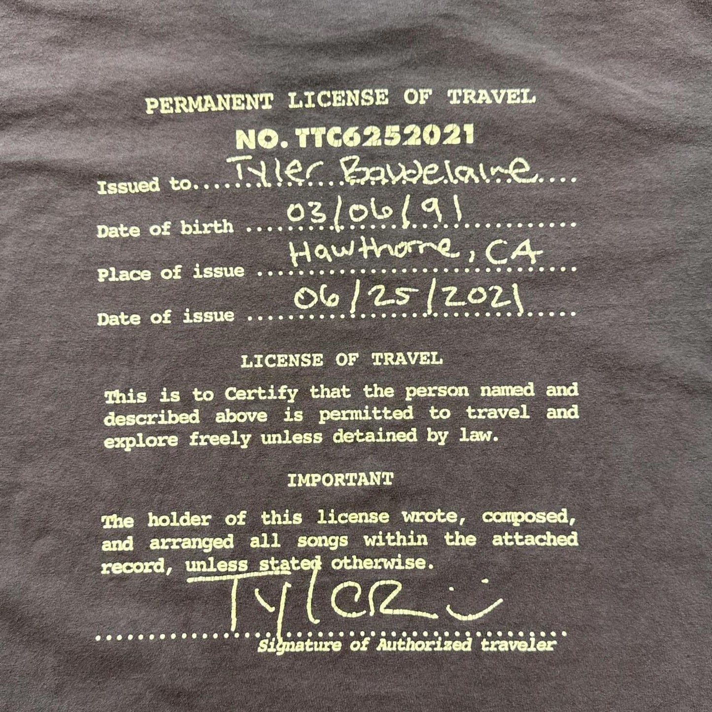 Tyler The Creator Call Me If You Get Lost Tour T-Shirt [COPY]