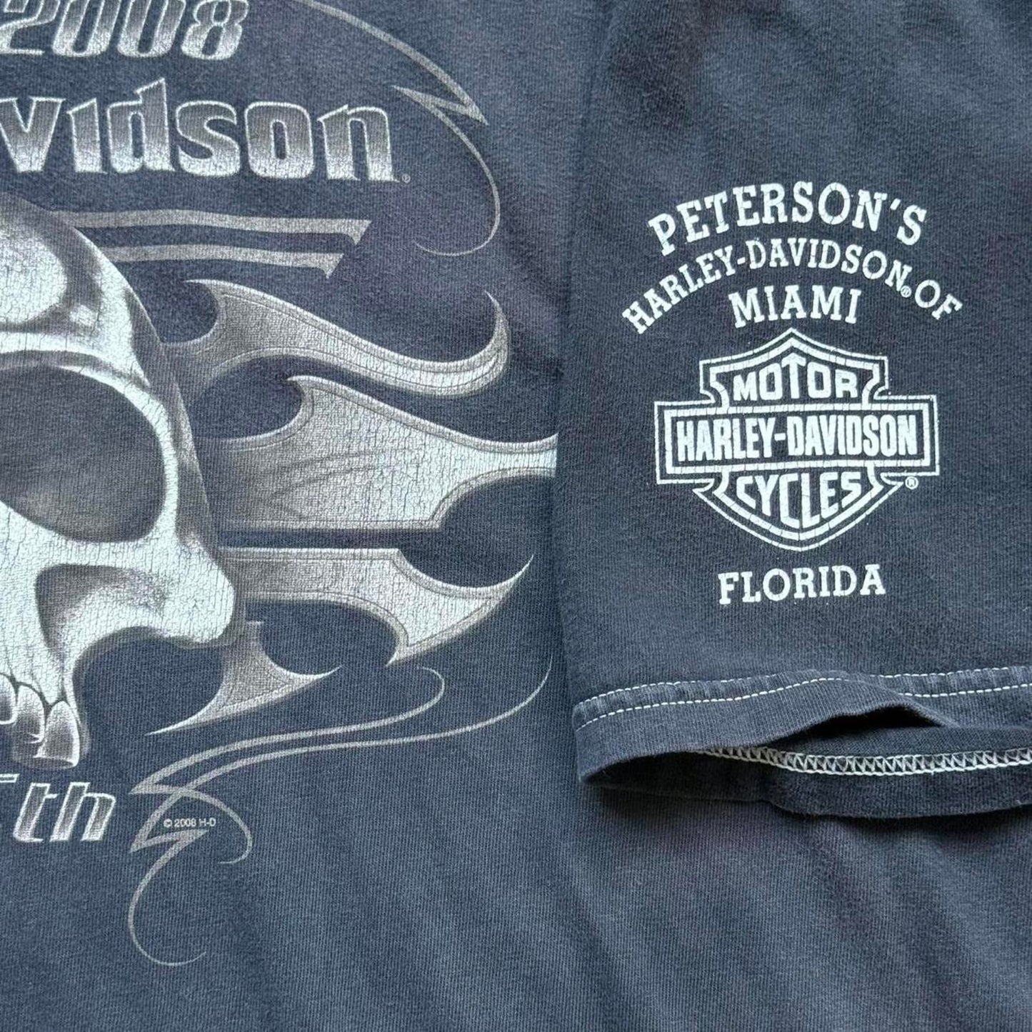 Harley-Davidson 2008 “105th anniversary skull” Y2K T-shirt [COPY]