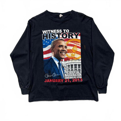 Obama 2013 "Witness To History" Black Long Sleeve T-Shirt  [COPY]