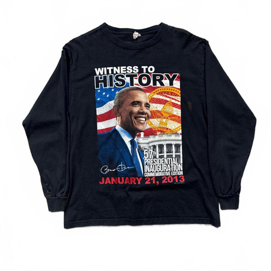 Obama 2013 "Witness To History" Black Long Sleeve T-Shirt  [COPY]