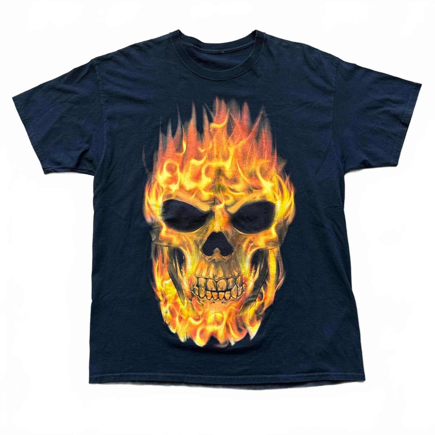 Flaming Skull Big Face Horror Graphic T-Shirt [COPY]