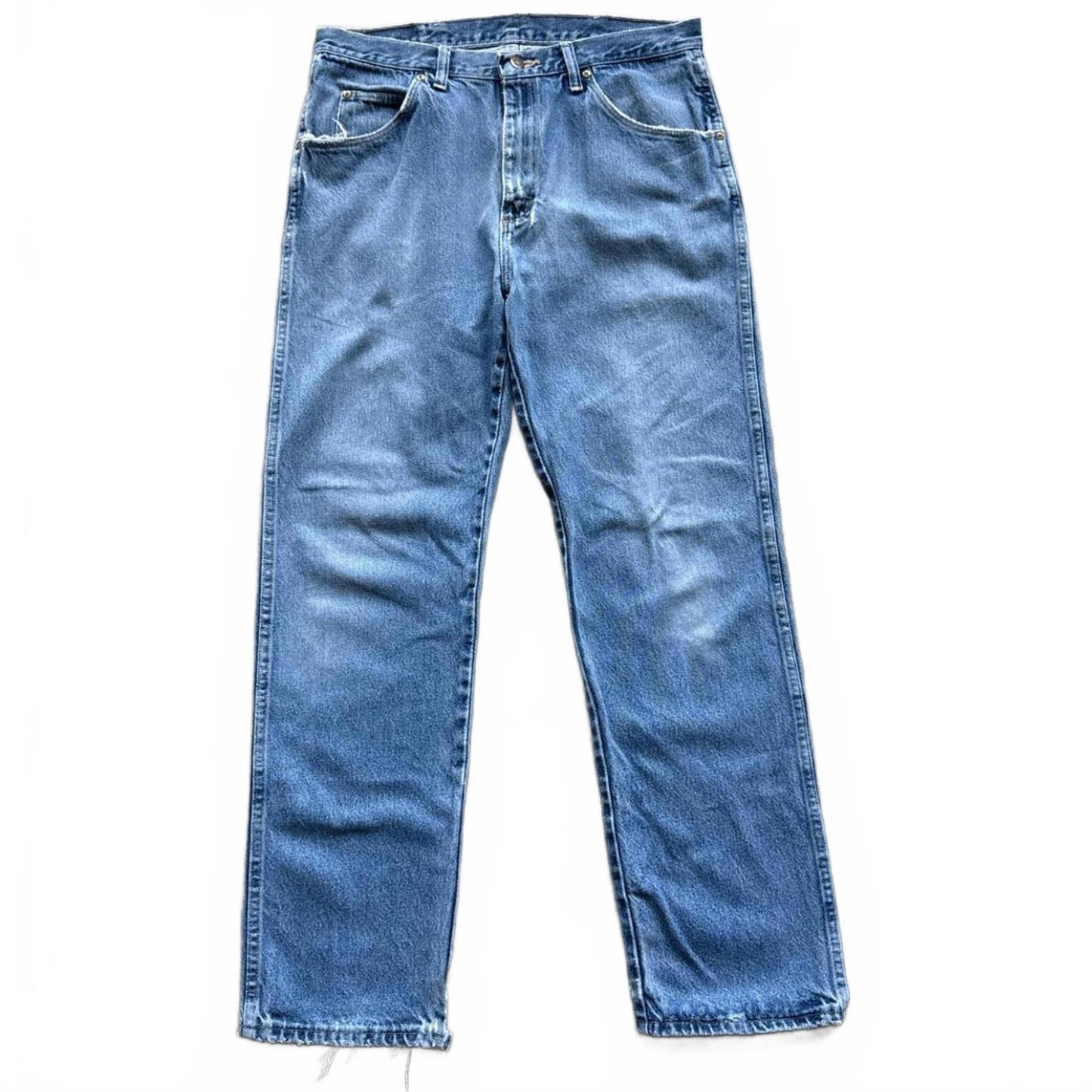 Classic Wrangler Blue Relaxed Fit Distressed Vintage Jeans [COPY]