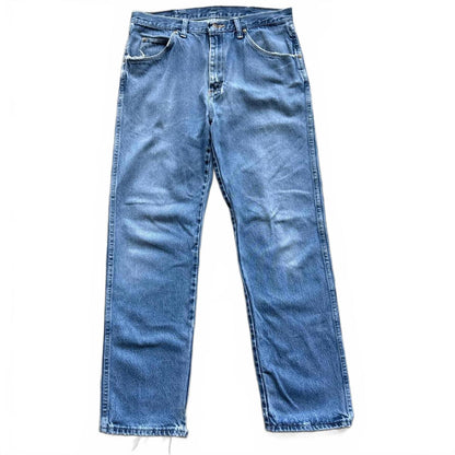 Classic Wrangler Blue Relaxed Fit Distressed Vintage Jeans [COPY]